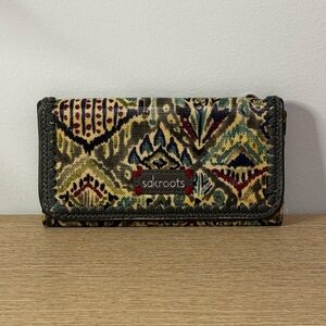 Sakroots Multicolor Ikat Fold Wallet with Blue/grey Trim